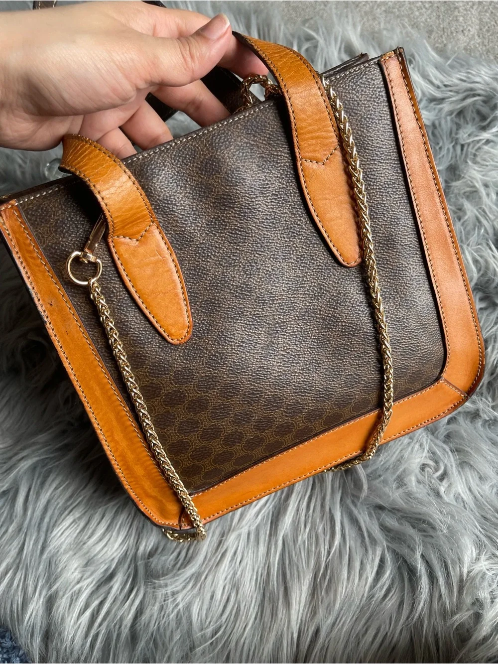 Authentic vintage Celine canvas satchel bag
